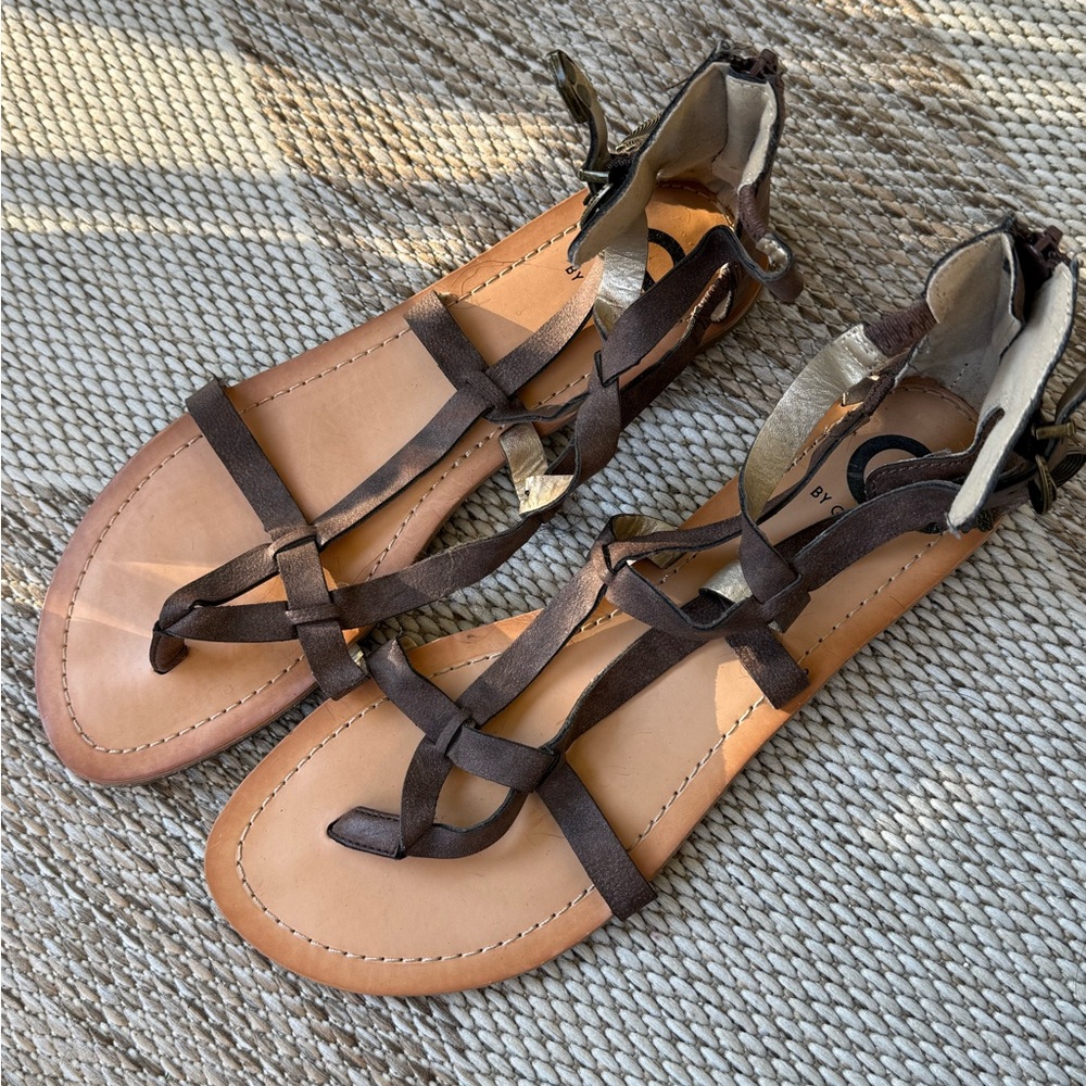 G by Guess Brown and Tan Strappy Sandals